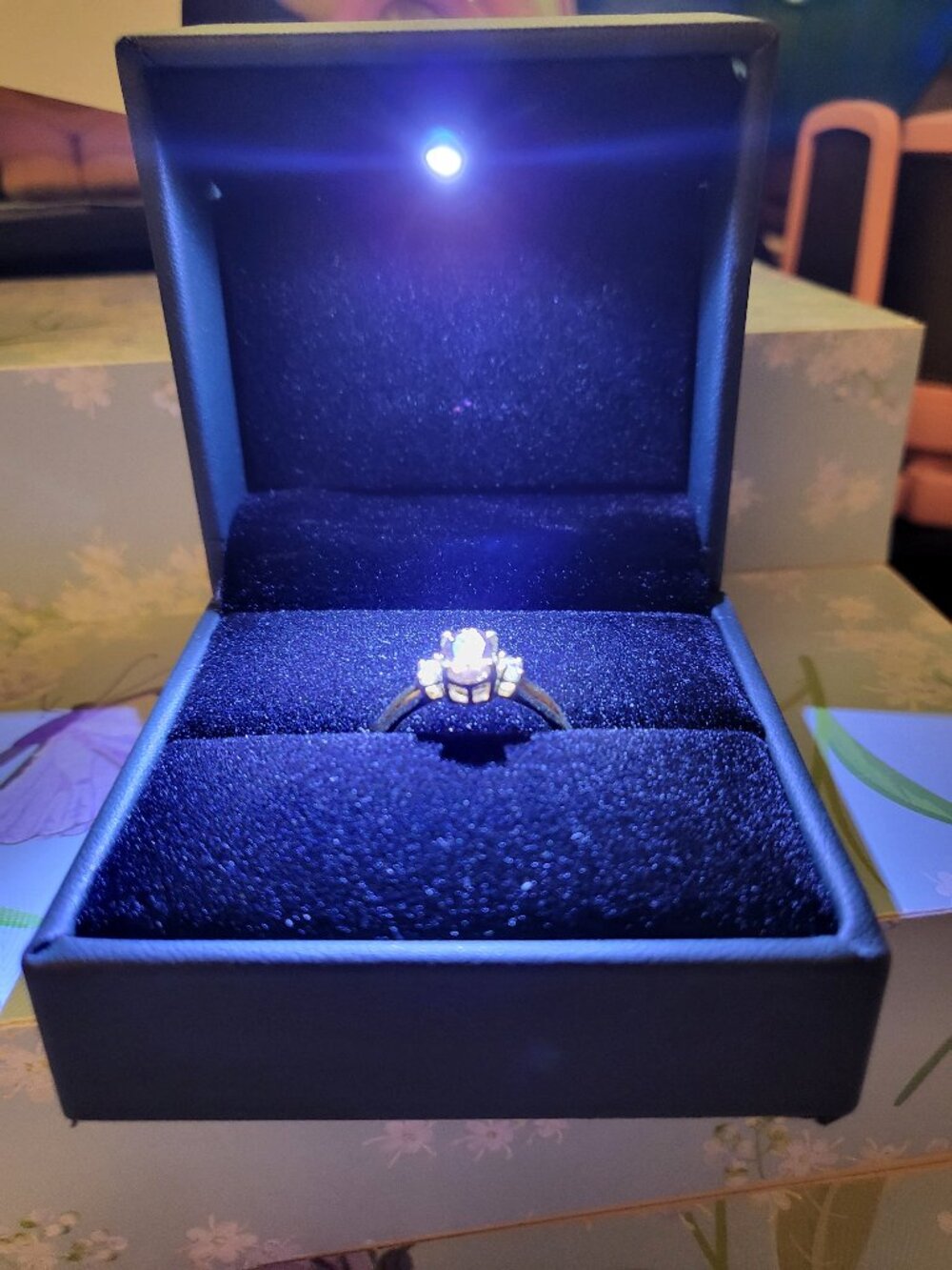 Madagascar Color Change Garnet and Luxuriant Lab Grown Diamond Ring